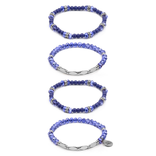 Stacked Collection - Silver Indigo Bracelet Set