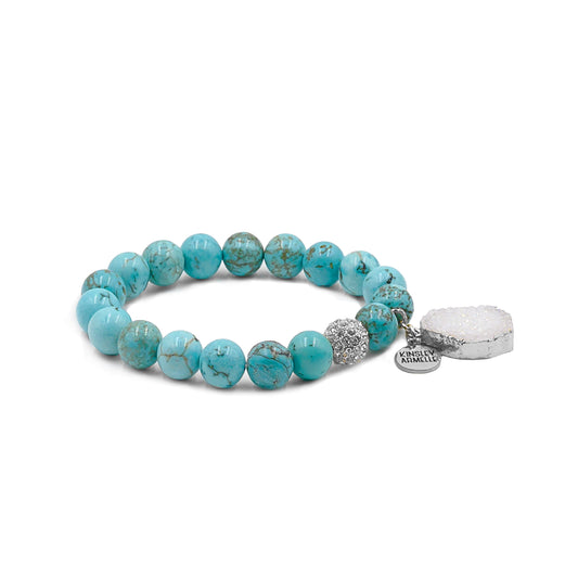 Stone Collection - Silver Aqua Marine Drop Bracelet