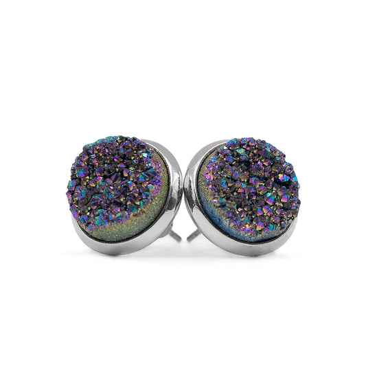 Stone Collection - Silver Elara Cosmic Quartz Stud Earrings