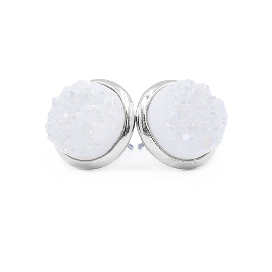 Stone Collection - Silver Pearl Quartz Stud Earrings
