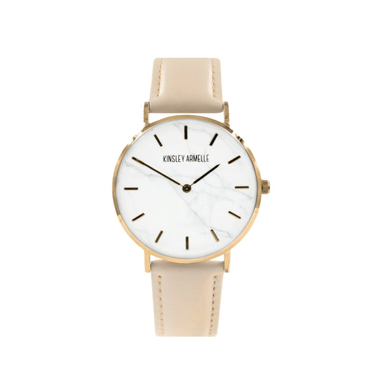 Tempus Collection - Rose Gold Marble Tan Leather Watch